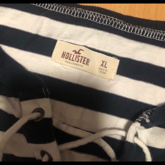Hollister blue and white lace up long sleeve (XL) - Picture 3 of 3